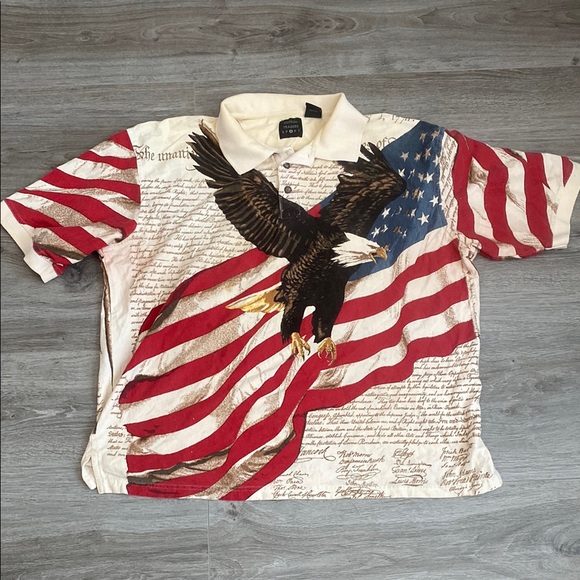 Cotton Traders Sport Declaration of Independence American Eagle Polo Shirt - Picture 1 of 10